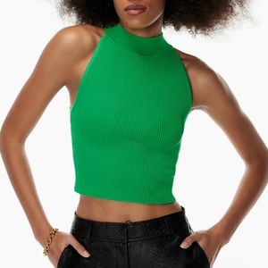 Green Sculpt Knit Mockneck Halter